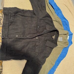 Tommy Bahama Black Linen Raw-Edge Jacket Large
